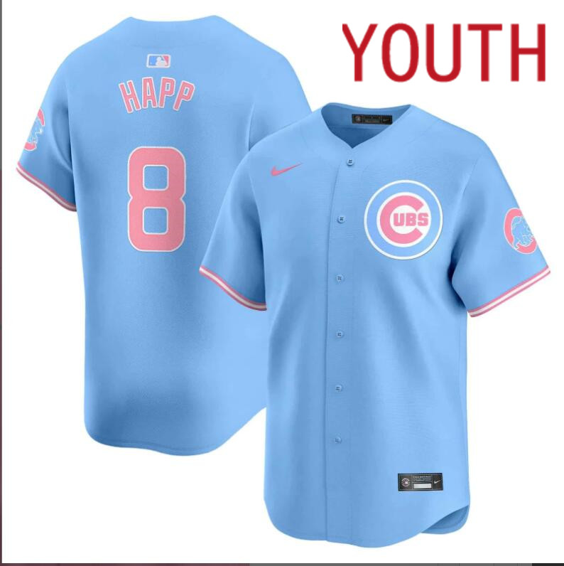 Youth Chicago Cubs #8 Happ blue 2024 Nike MLB jersey->customized nfl jersey->Custom Jersey